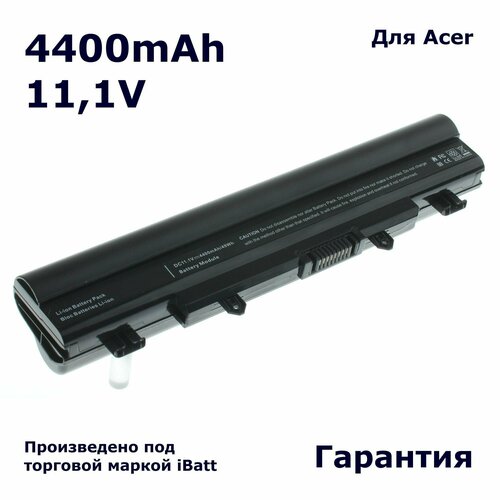 Аккумулятор iBatt 4400mAh, для Extensa 2510G-53DE Aspire E5-411 E5-521-22HD E5-571G-52Q4 аккумулятор батарея acer aspire e5 411