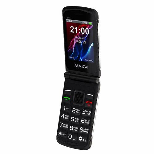 Телефон MAXVI E10, 2 SIM, черный телефон maxvi b6 2 sim маренго