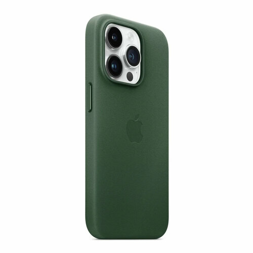 Чехол накладка противоударная Leather Case with MagSafe на iPhone 15 Pro Max, тёмно-зелёный зеленый