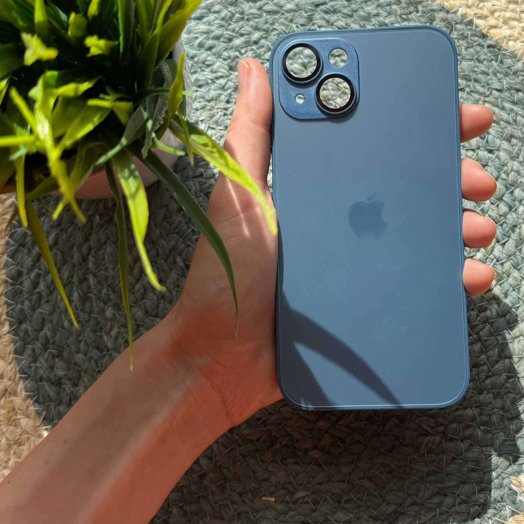 Чехол матовый AG Glass case Navy Blue для IPhone 14 с функцией MagSafe