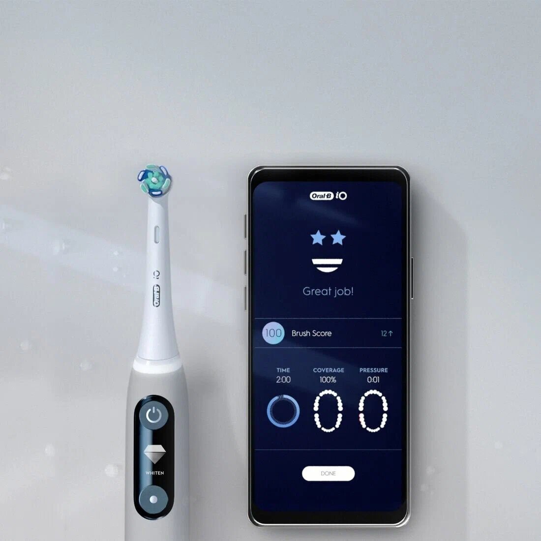 Набор электрических зубных щеток Oral-B iO8 Duo, white alabaster/violet ametrine — фото 1