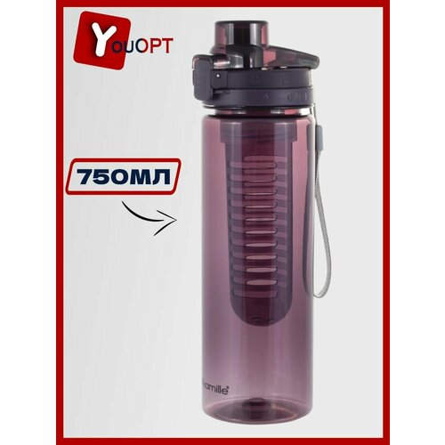 Бутылка спортивная для воды 750мл из пластика тритан тёмно-синий тёмно-зелёный бордовый 802₽