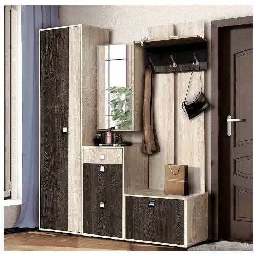 Прихожая Монако-2 вешалка зеркало комод дуб венгедуб сонома 11700₽