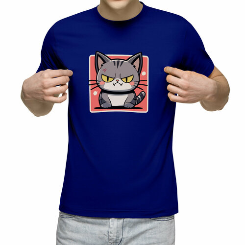 Футболка Us Basic, размер L, синий мужская футболка злой кот смешной принт 2xl белый