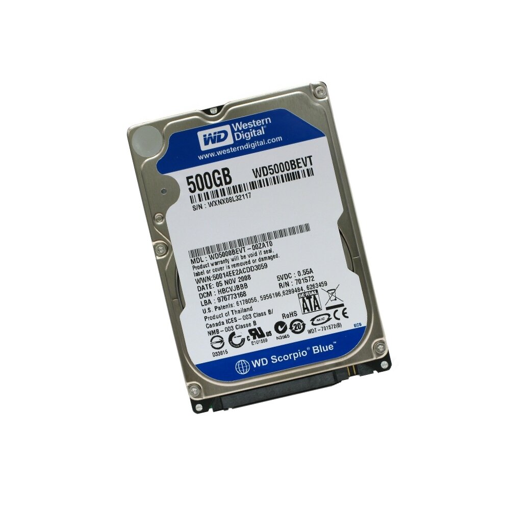 Винчестер 2,5" 500Гб SATA WD Scorpio Blue WD5000BEVT-00ZAT0