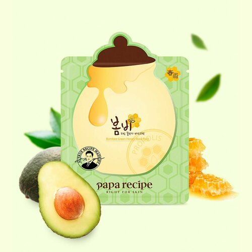 Восстанавливающая тканевая маска для лица с мёдом и экстрактом авокадо Papa Recipe