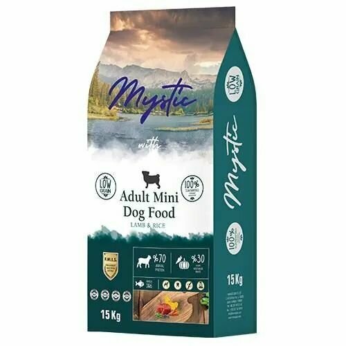 Mystic сухой корм для собак Adult Mini Dog Food Lamb Rice с ягненком и рисом, 15 кг