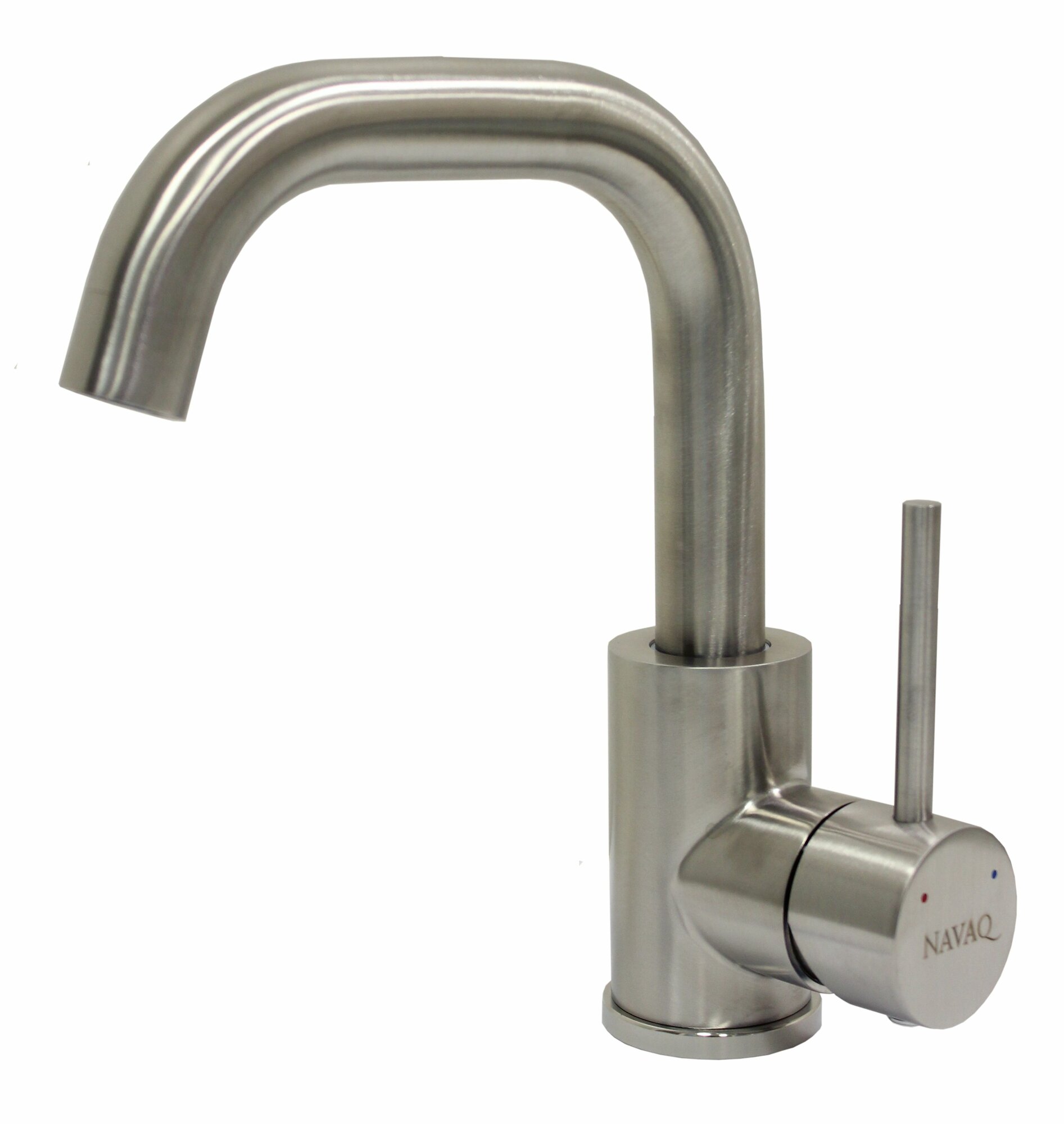 Смеситель NAVAQ однорукий д/умывальника c пов. изливом, сатин, нерж. сталь