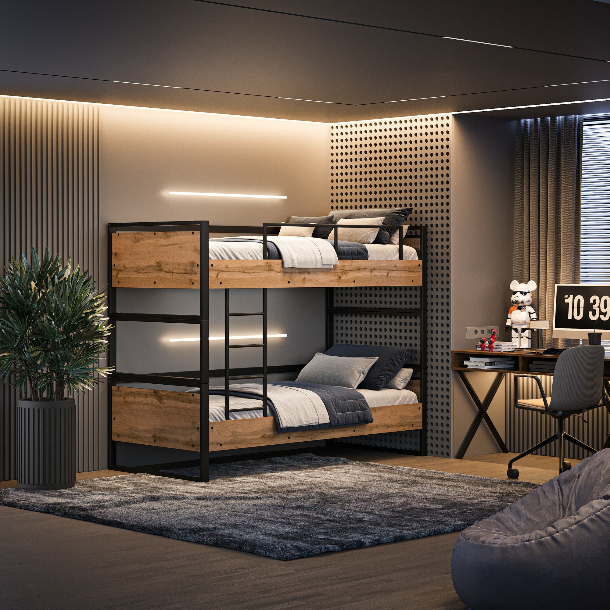 фото Кровать двухъярусная лофт Волстрит