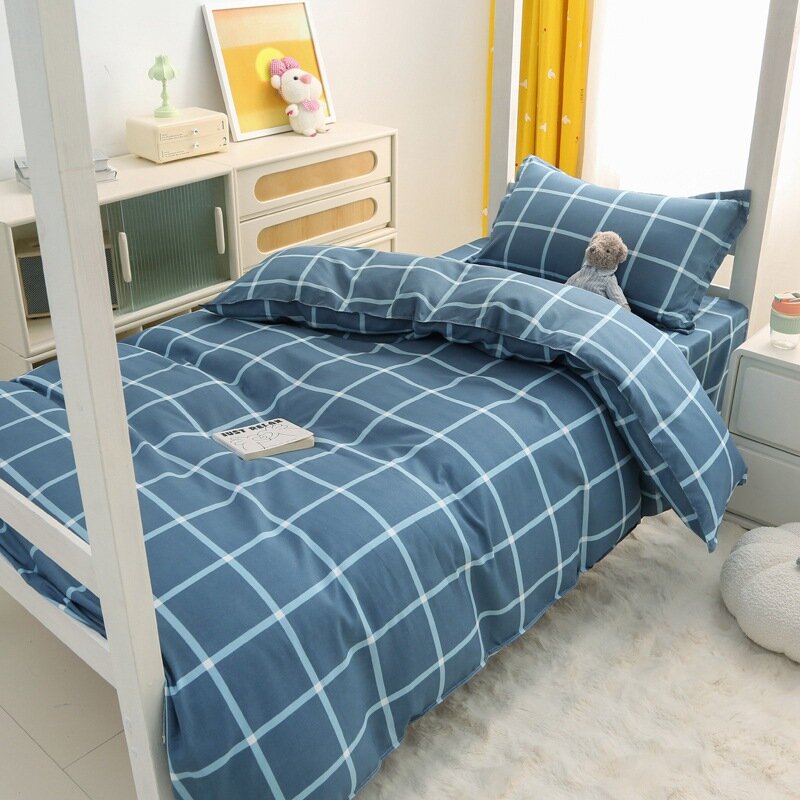 фото Комплект постельного белья "Трансграничный кашемир", стеганый, синий и серый, 1,2x1,5 м