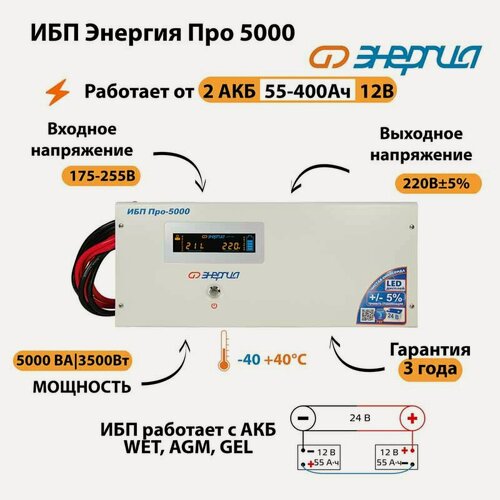Изображение товара Интерактивный ИБП Энергия Pro 5000 (бесперебойник питания) про
