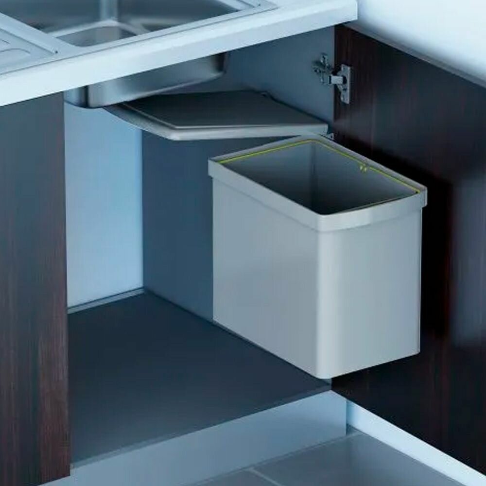 Ведро для мусора навесное прямоугольное серое пластик 16 л. ALVEUS ALBIO 224310