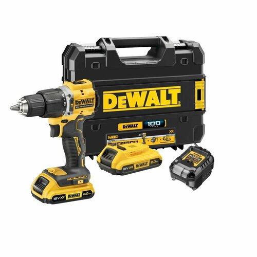 Аккумуляторная бесщеточная ударная дрель-шуруповерт DEWALT DCD100YD2T 18 В 1650 обмин 28050 удмин с 2 АКБ 2 Ач и ЗУ в кейсе TSTAK 34990₽