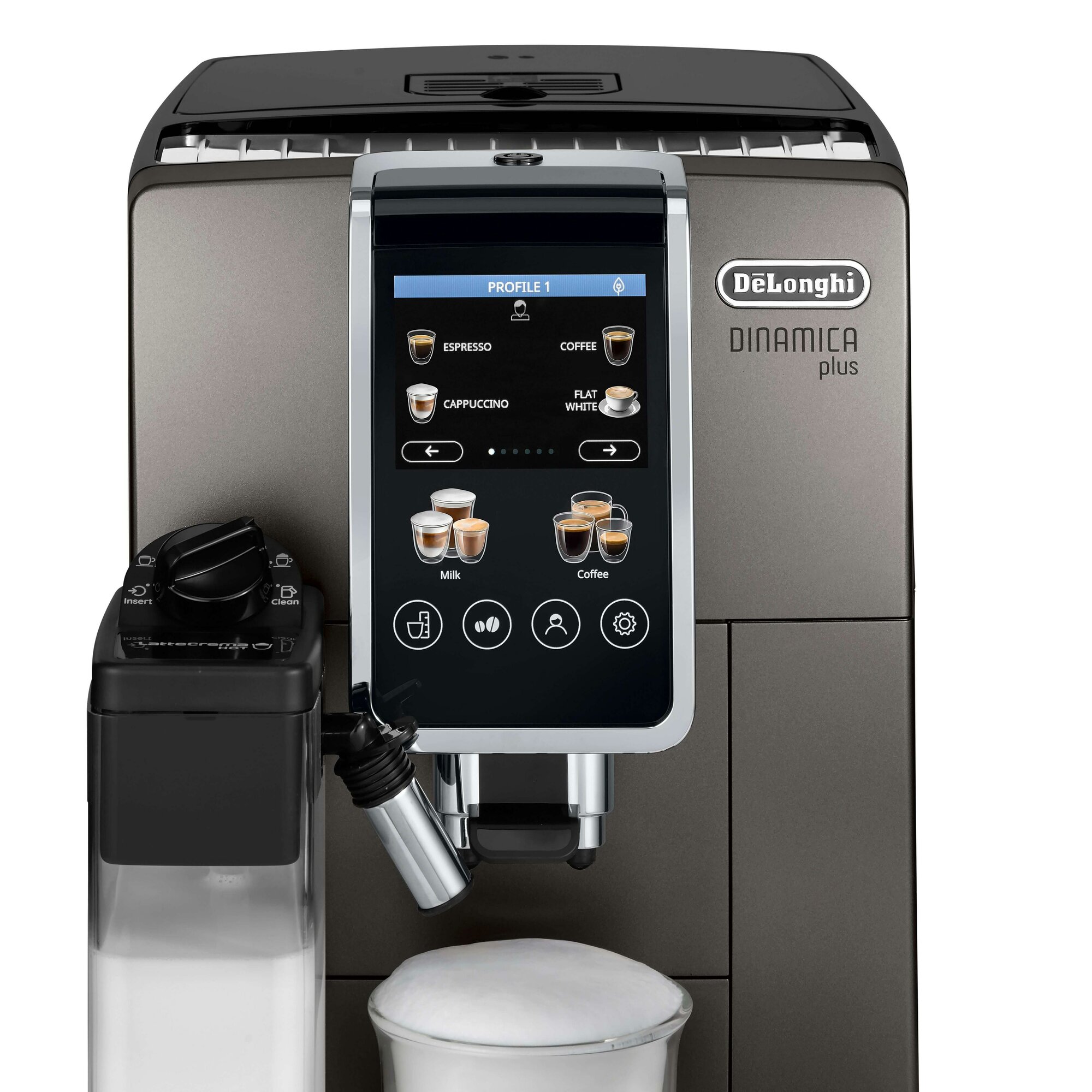Кофемашина DeLonghi ECAM380.95. TB Dinamica Plus цвет Титановый/ Черный мощность 1450 Вт — фото 1