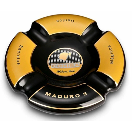 Подставка керамическая для сигар Cohiba Maduro 5, желто-черная, 210 мм.