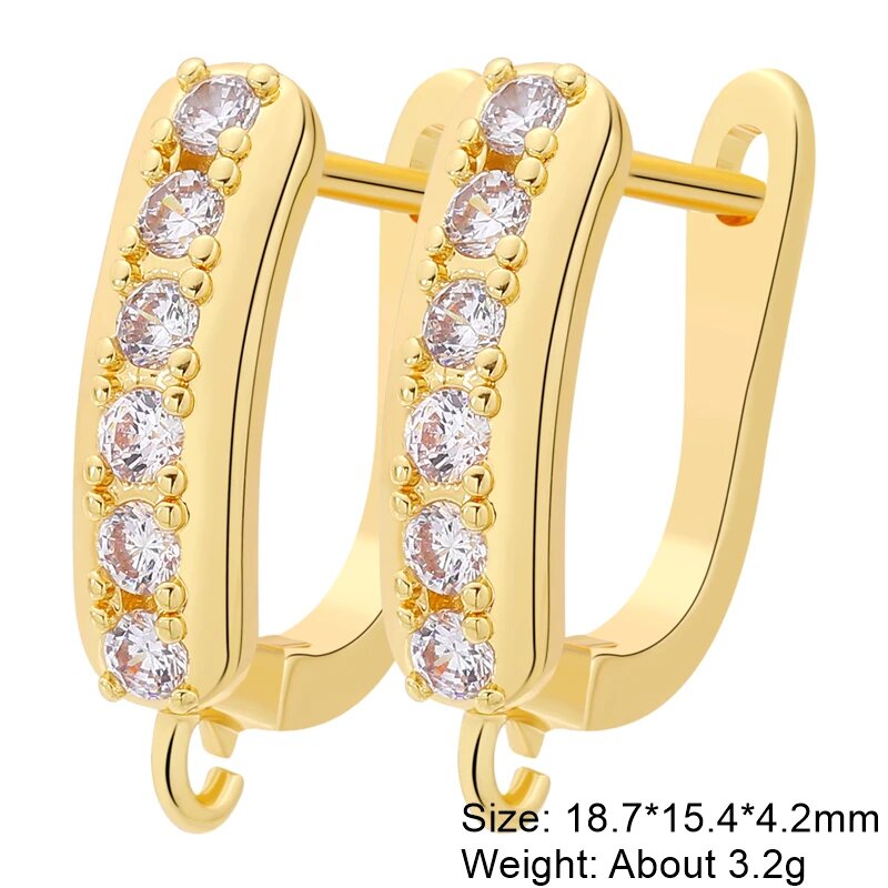 Серьги-крючки с кристаллами, Gold, 18.7*15.4*4.2mm