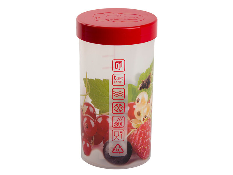 Емкость для жидких и сыпучих продуктов OURSSON 1 л пластиковая с крышкой (JA55146/RD)