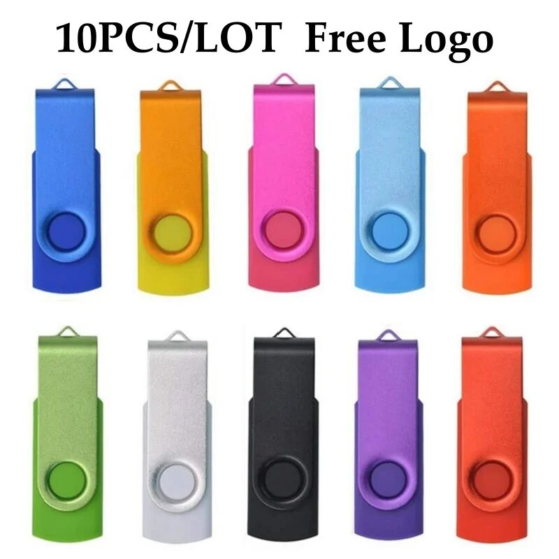 10 шт./лот, оптовая цена, металлический флэш-накопитель USB 2,0, 4 ГБ, 8 ГБ, 16 ГБ, USB-накопитель, 32 ГБ, 64 ГБ, USB-накопитель, индивидуальный логотип, подарки, Mixed Color, 4GBX10PCS