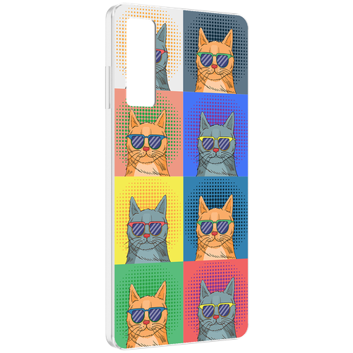 Чехол MyPads разноцветные-коты для TCL 20 5G задняя-панель-накладка-бампер