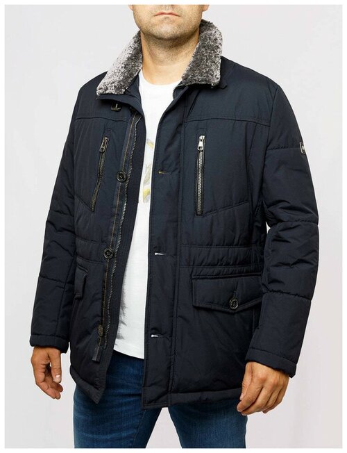 Куртка Pierre Cardin, мужская, демисезон/зима, силуэт прямой, ветрозащитная, размер 50, синий