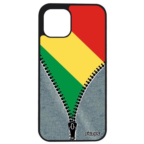 фото Красивый чехол для смартфона // iphone 12 pro max // "флаг конго браззавиль на молнии" государственный патриот, utaupia, серый