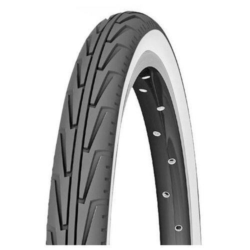 фото Велопокрышка 24" michelin city.j 44-507 (24x1.75") gw white/black, 3х22 tpi бело-чёрная