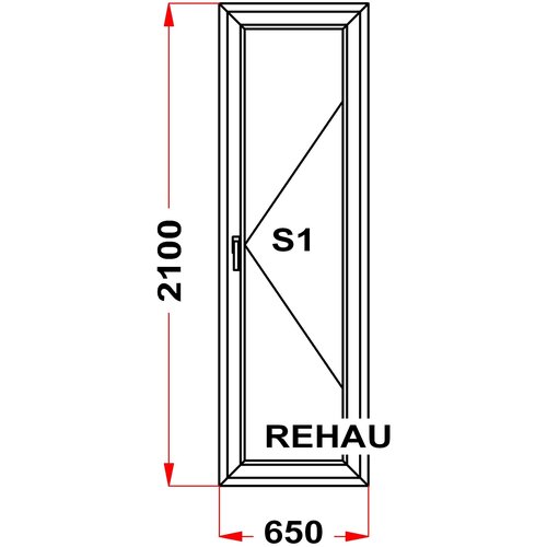 Балконная дверь ПВХ REHAU (2100 x 650)