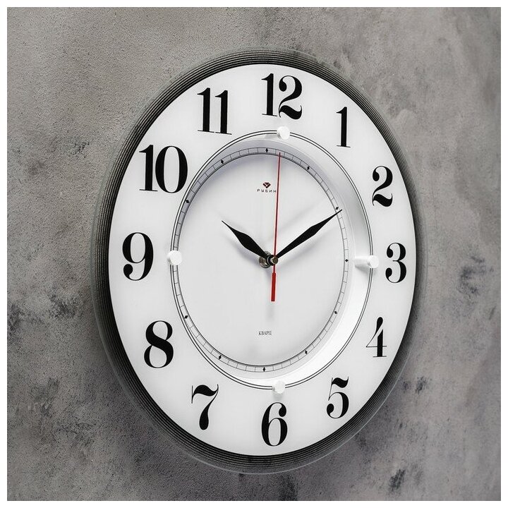 Часы настенные, серия: Классика, "Классика", 34 см стекло, белые Рубин 2362206