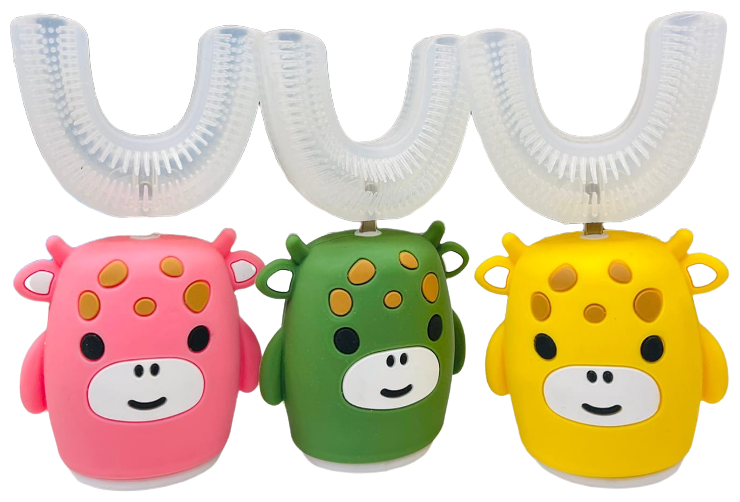 Электрическая U-образная зубная щетка, ультразвуковая щетка, для детей. Жёлтый - фотография № 4
