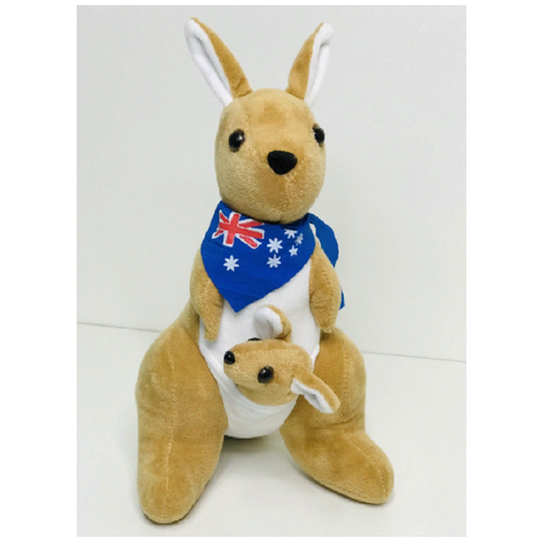 фото Мягкая игрушка кенгуру с детенышем в сумке австралийская кенгуру 28 см игрушка плюшевая plush toys