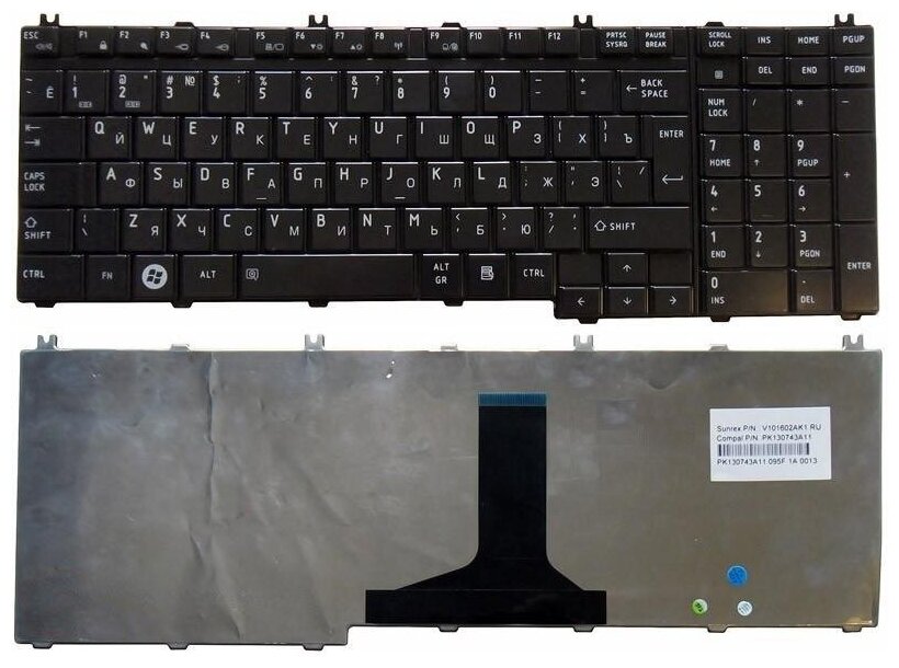 Клавиатура для ноутбука Toshiba Satellite A500 L350 L500 L505 F501 P200 P300 P500 черная