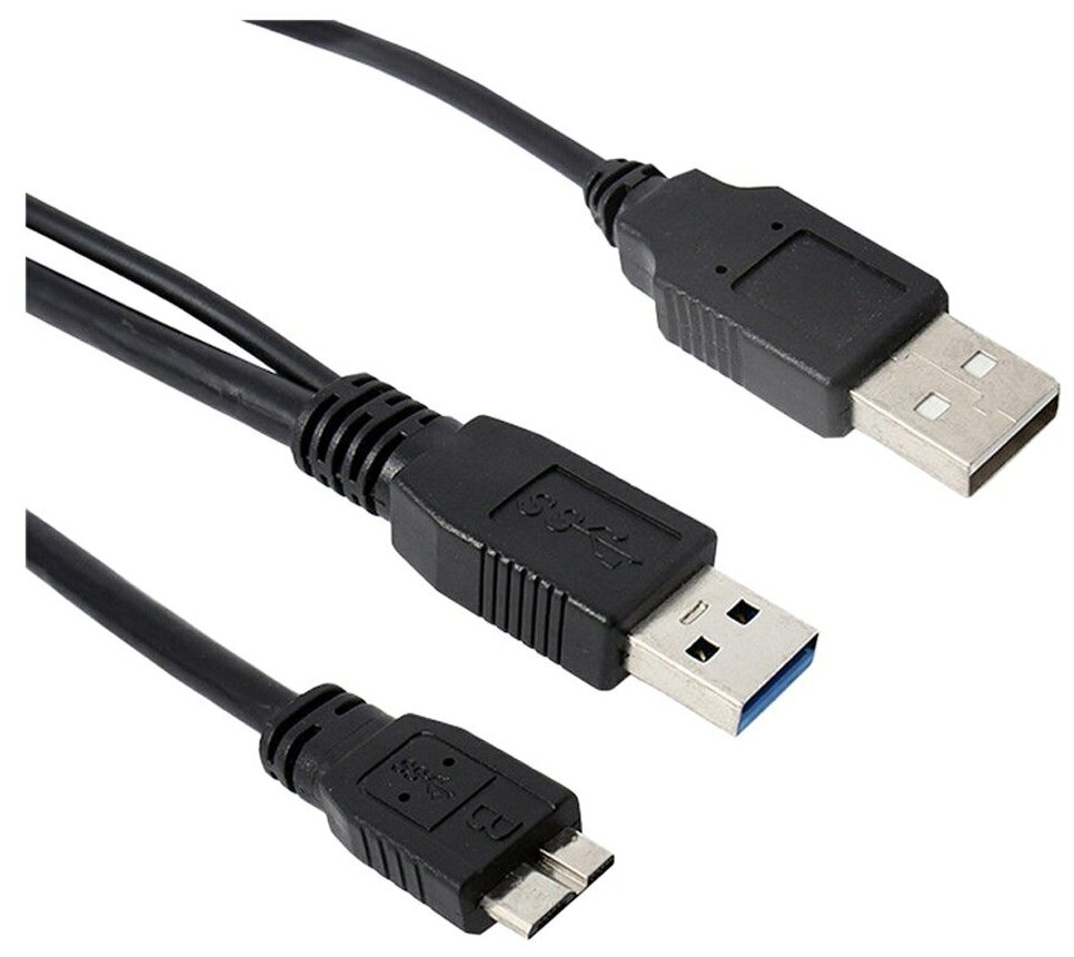 Кабель 2хUSB 3.0(m) - micro USB 3.0(m), Y-кабель (Для подключения жестких дисков)/Дисконт63 — фото 1