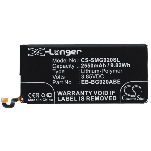 аккумулятор cs smg920sl eb bg920abe для samsung galaxy s6 3 85v 2550mah 9 82wh Аккумулятор CS-SMG920SL EB-BG920ABE для Samsung Galaxy S6 3.85V / 2550mAh / 9.82Wh