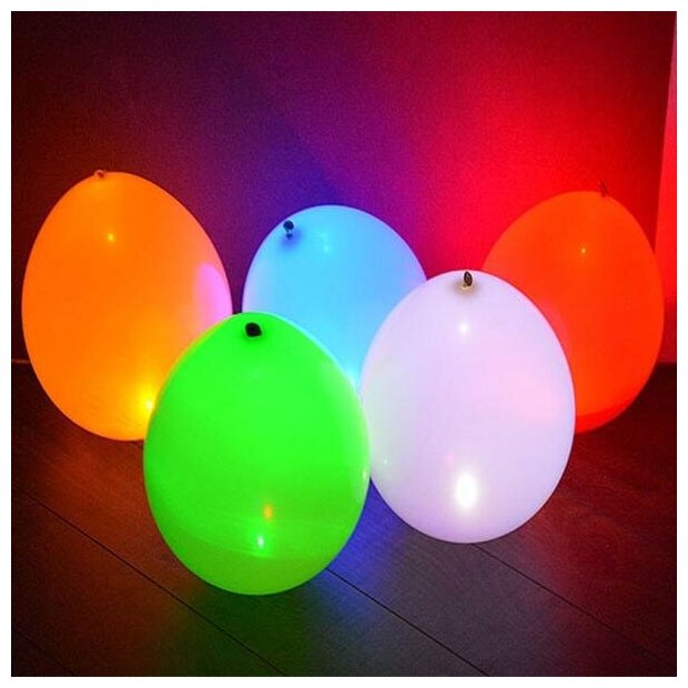 Набор воздушных шариков разноцветные светодиодные 5 шт