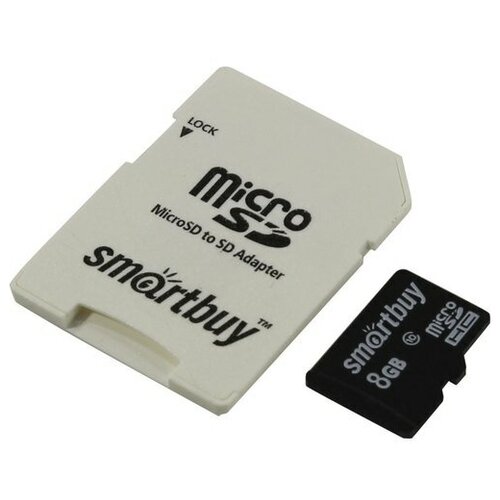 Карта памяти SmartBuy (SB8GBSDCL10-01_С) microSDHC 8Gb Class10 + microSD--)SD Adapter карта памяти microsd 32gb smart buy сlass 10 uhs i sd адаптер compact