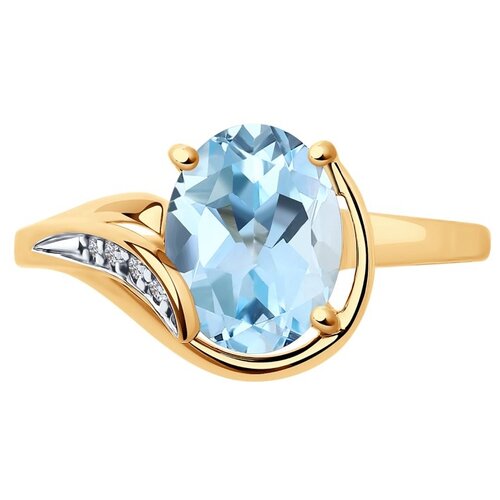 Кольцо Diamant из золота с топазом и фианитами 51-310-01561-2, размер 18.5