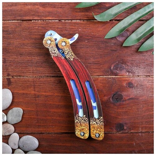 фото Сувенир деревянный «нож бабочка, синий камуфляж» mikimarket