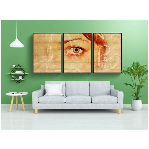 фото Набор модулных постеров для интерьера "женщина, глаз, красный" 60x90 см. в тубусе, без рамки lotsprints