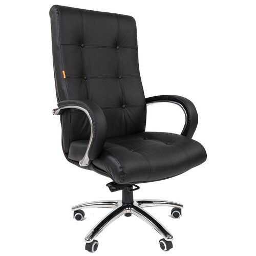 фото Компьютерное кресло chairman 424 для руководителя, обивка: натуральная кожа, цвет: черный