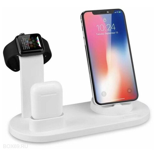 Док-станция для беспроводной зарядки (4 в 1) iPhone, Watch, Airpods, белый