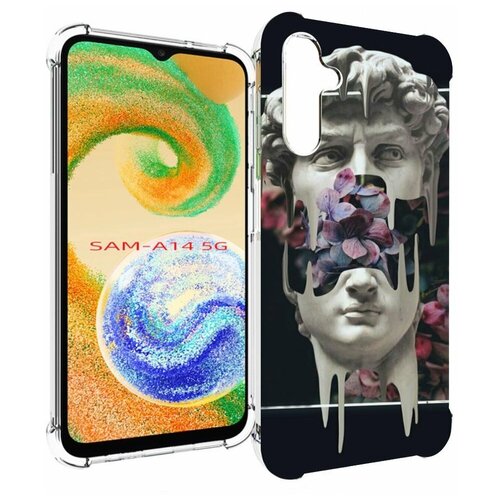 Чехол MyPads статуя-с-цветами-внутри для Samsung Galaxy A14 4G/ 5G задняя-панель-накладка-бампер
