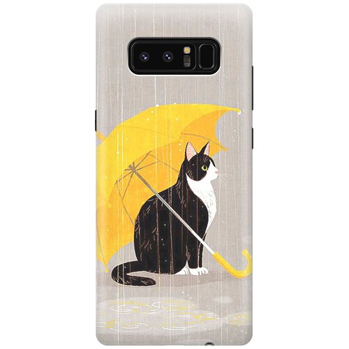 фото Силиконовый чехол на samsung galaxy note 8 / самсунг ноут 8 с принтом "кот с желтым зонтом gosso