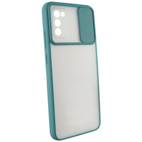 фото Защитный чехол с защитой камеры для samsung galaxy a02s / на самсунг гелакси а02с / бампер / накладка темно-зеленый luxcase