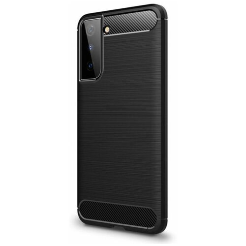 фото Brodef carbon силиконовый чехол для samsung galaxy s21+ / s21 plus черный