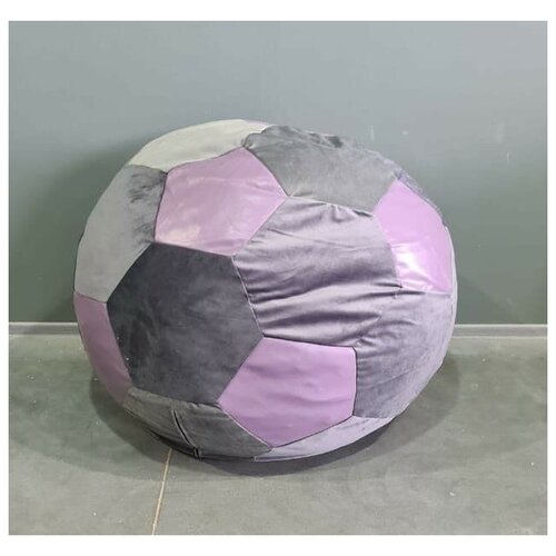 фото Кресло- мешок "футбольный мяч" gordvell, экокожа/велюр искусственный, фиолетово- серебряный