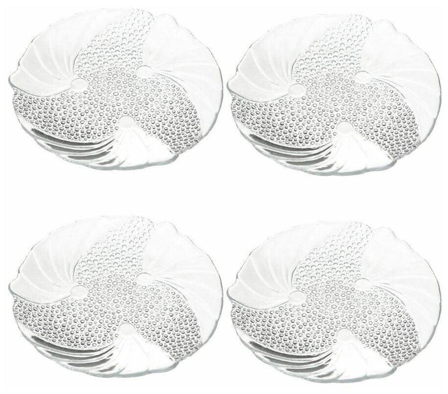 Набор тарелок "PAPILION" десертных круглых, прозрачных, стеклянных, 4 штуки