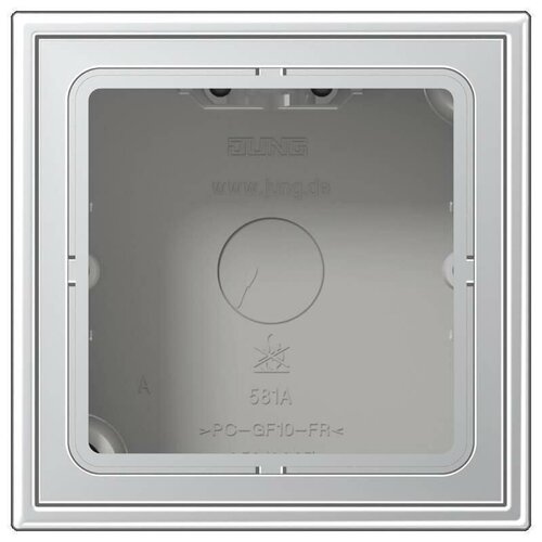 Коробка 1-постовая для накладного монтажа с встроенной рамкой и основанием Jung LS 990 алюминий AL2581A-L 10872₽