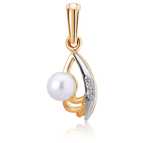 фото Подвеска золотая с бриллиантами и жемчугом арт. 1230610/4 ювелир карат