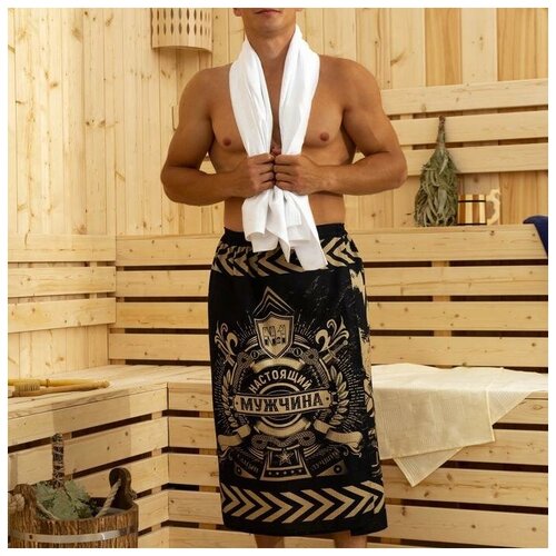 Полотенце для бани «Настоящий мужчина» мужской килт 80х145 см, 100 % хл, вафельное полотно полотенце для бани перчики мужской килт 75х150 см 100 % хл вафельное полотно