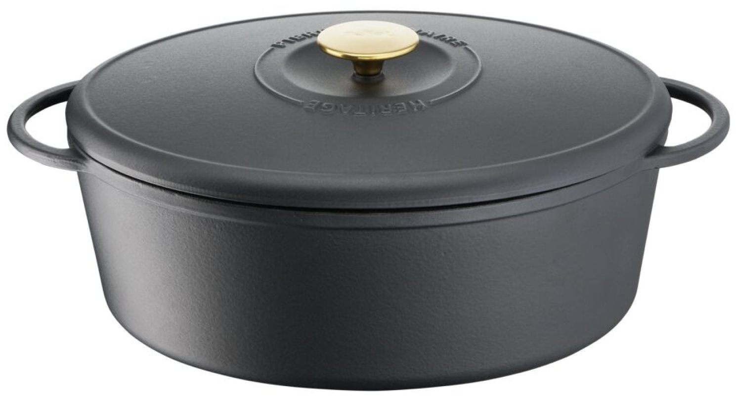 Кастрюля TEFAL Heritage E2230604, 7.2л, с крышкой, черный [2100112464]